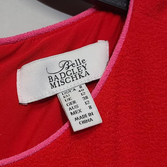 Badgley Mischka Red Long Sleeve Dress - Picture 4 of 6